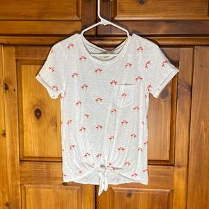 J. Crew Womens Flamingo Basic Tie T-Shirt Short Sleeve